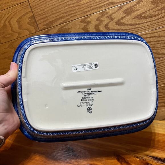 Unikat 1497 Ultimate Bakeware Butterfly Holly 10" Baker Blue Boleslawiec Poland - Picture 4 of 10